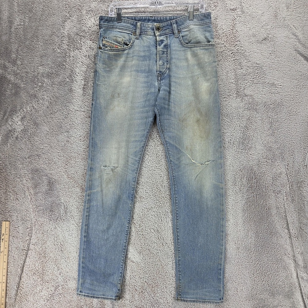 Diesel Jeans Mens 30x30 Blue Buster Regular Slim Tapered Stretch Button 0842H